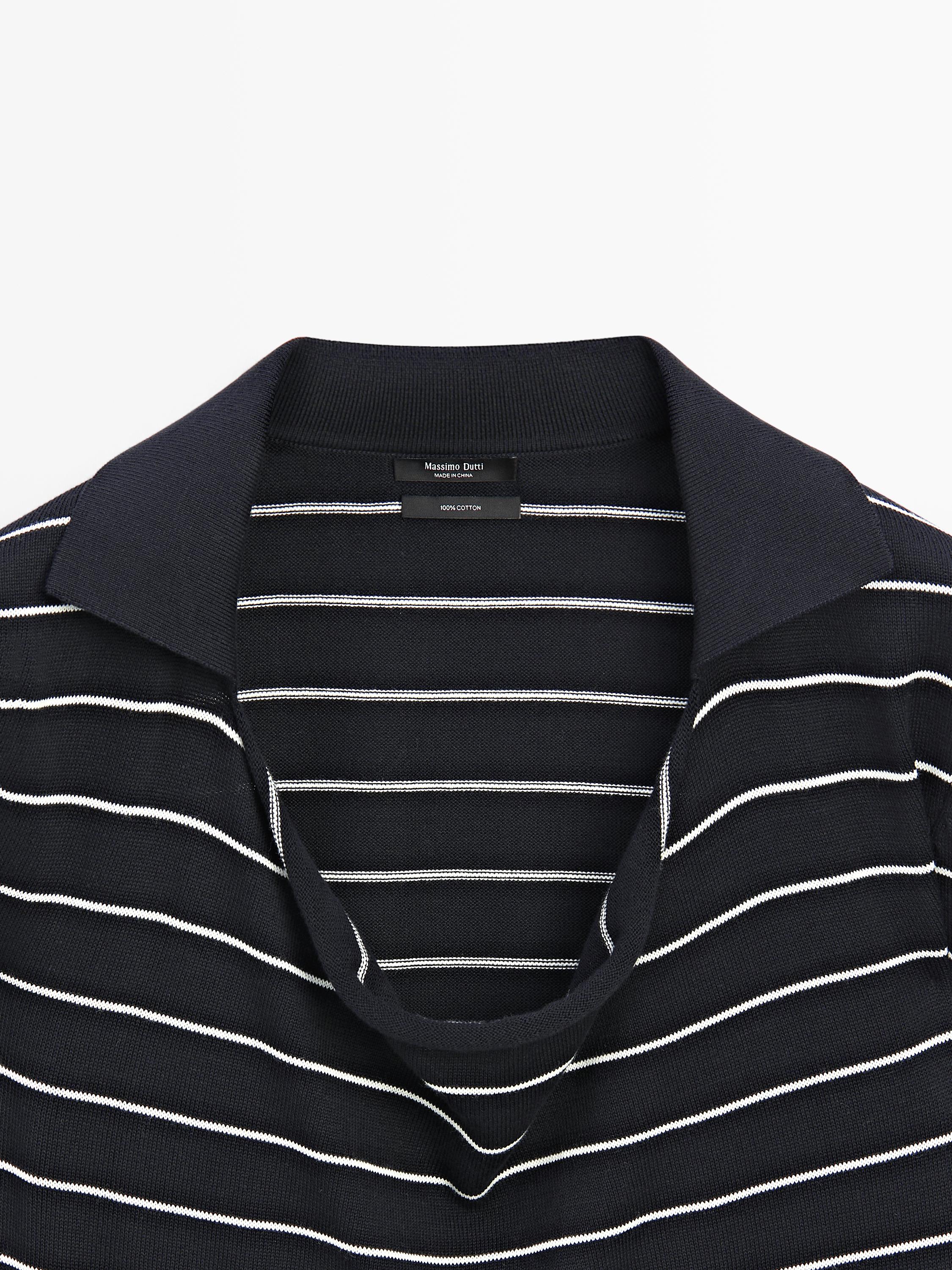 Polo rayé en maille de coton